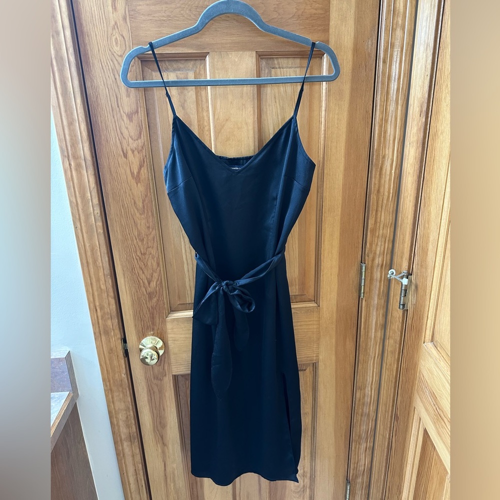 Black midi silk dress